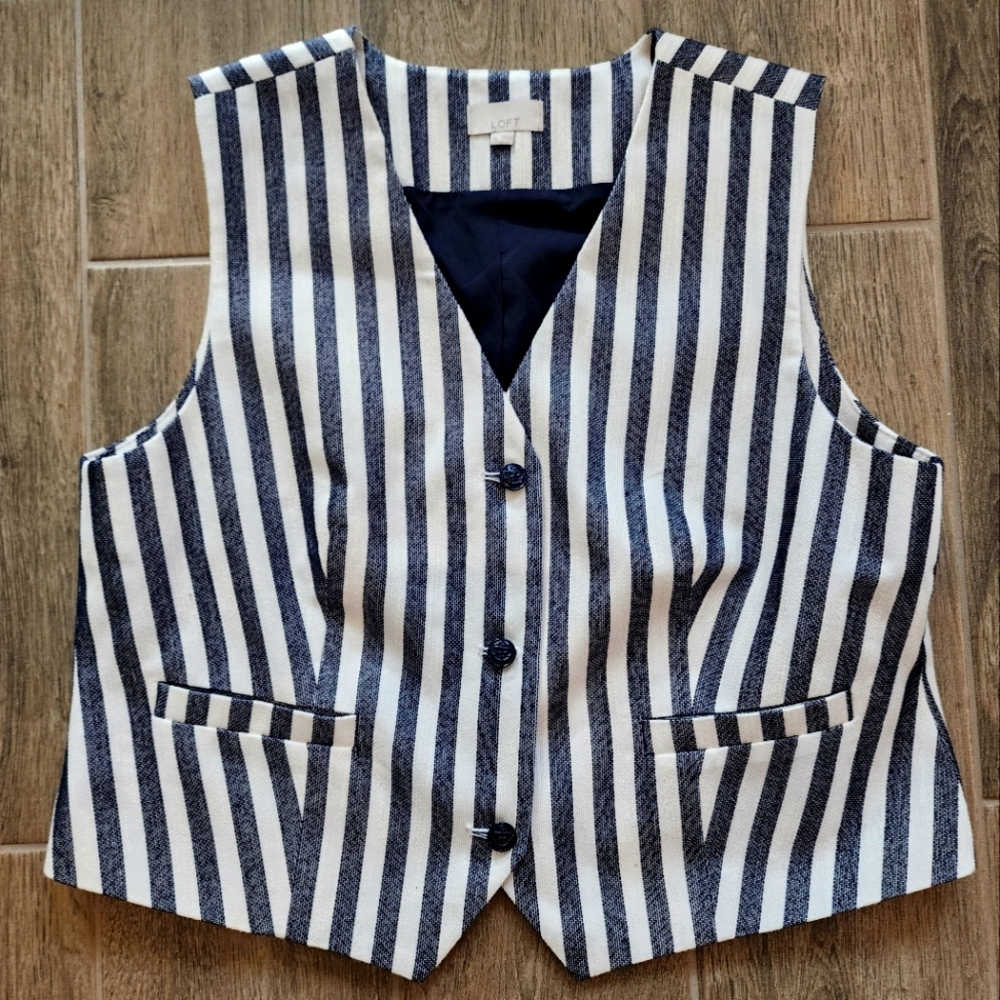 Striped Navy and White Vest